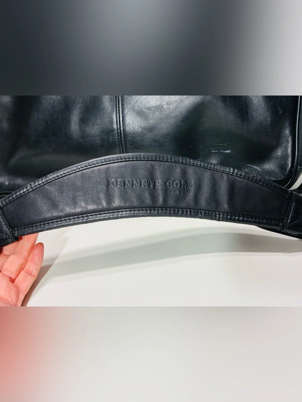 Y2K VTG Kenneth Cole New York Expandable Leather Laptop Briefcase Bag Black